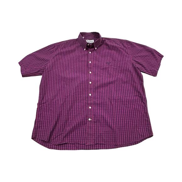 Barbour Other - Barbour Short Sleeve Shirt Mens Size XL Blue & Red Plaid Cotton Button Down